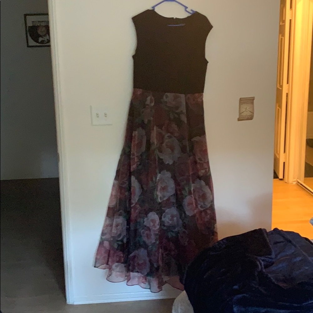 Floor length ball gown.
